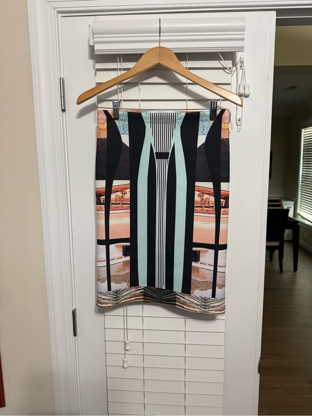 Clover Canyon Mint, Black and Peach Graphic Pencil Skirt